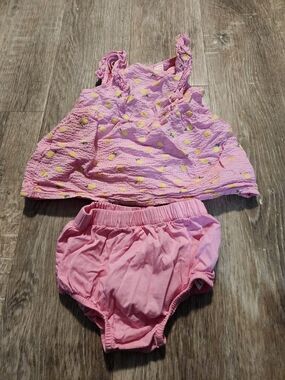 Joe Fresh Pink & Yellow Lemon Infant Tank and Bloomer Set